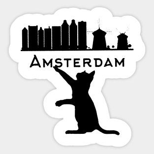 Amsterdam Skyline Cat cat lovers Sticker